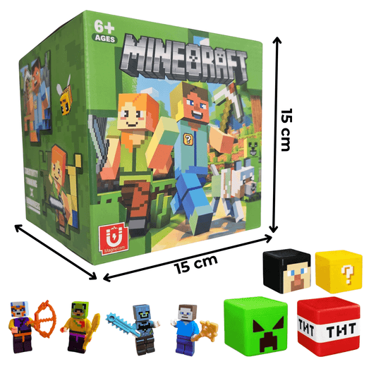 Minecraft Kreativni Set: 180 Magnetnih Kockica + 4 Figure (POKLON PAKOVANJE)