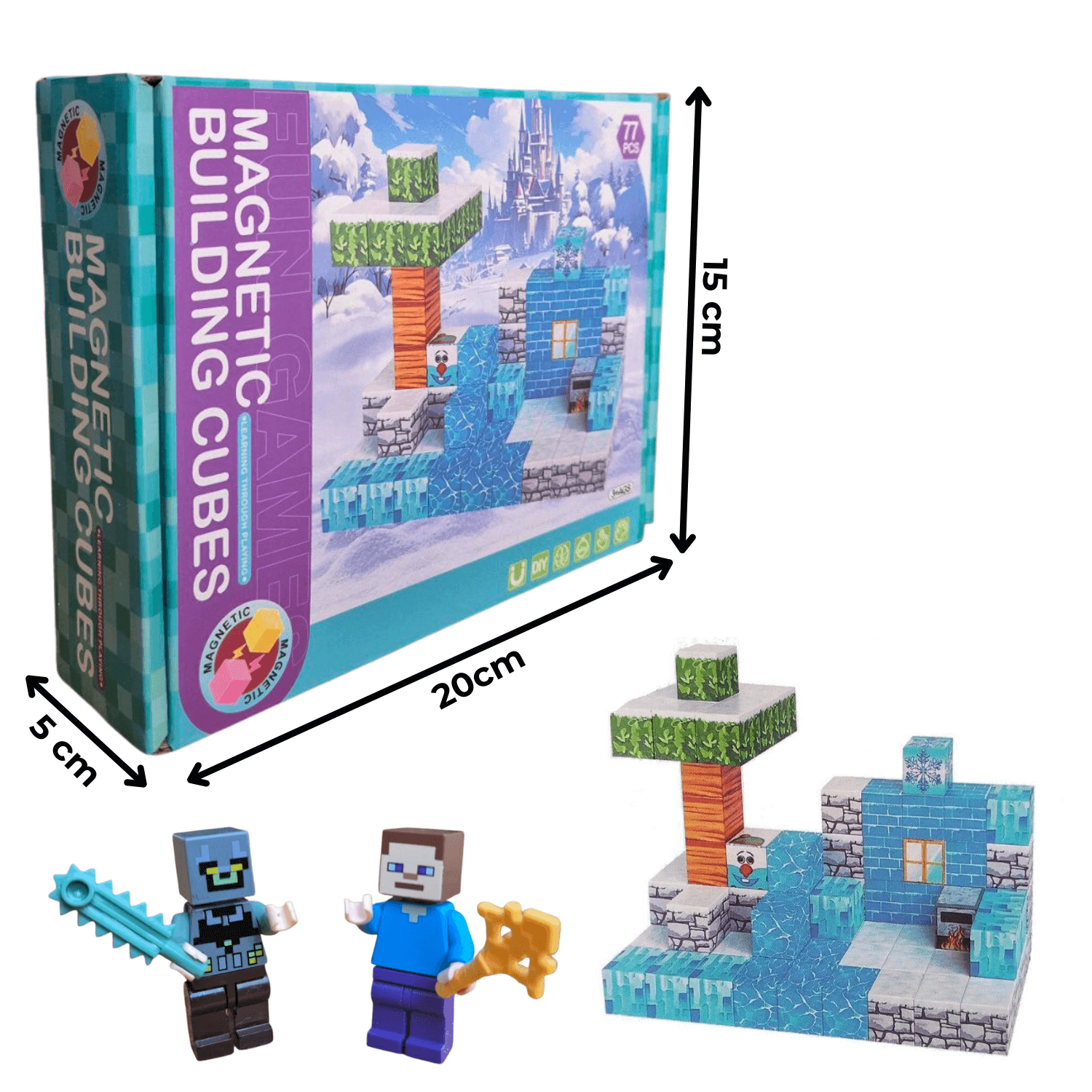 MAGNETNE GRADIVNE KOCKICE  + 2 Majnkraft figure - 77 Elemenata