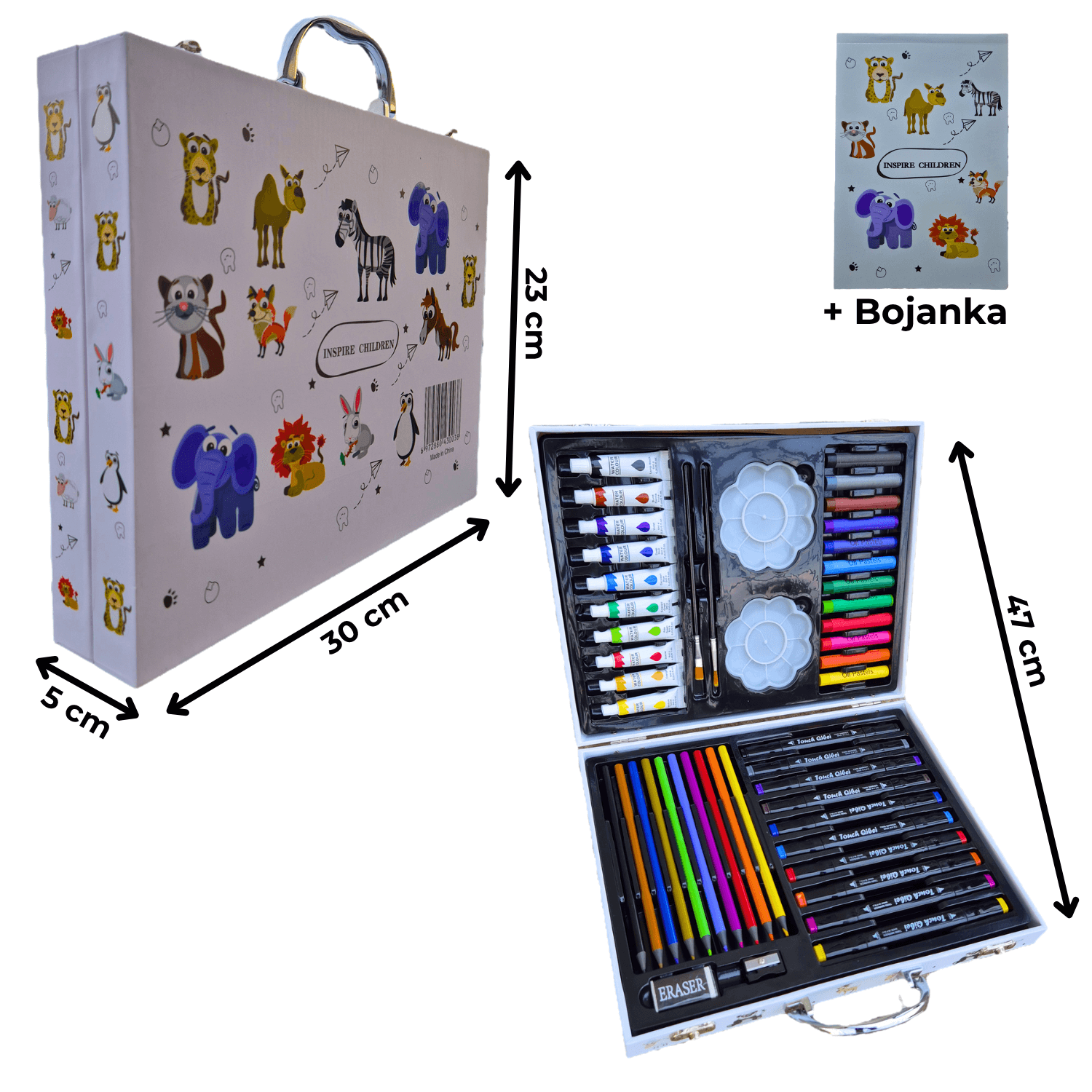 Kofer sa bojama i priborom za crtanje + Poklon bojanka 🎨