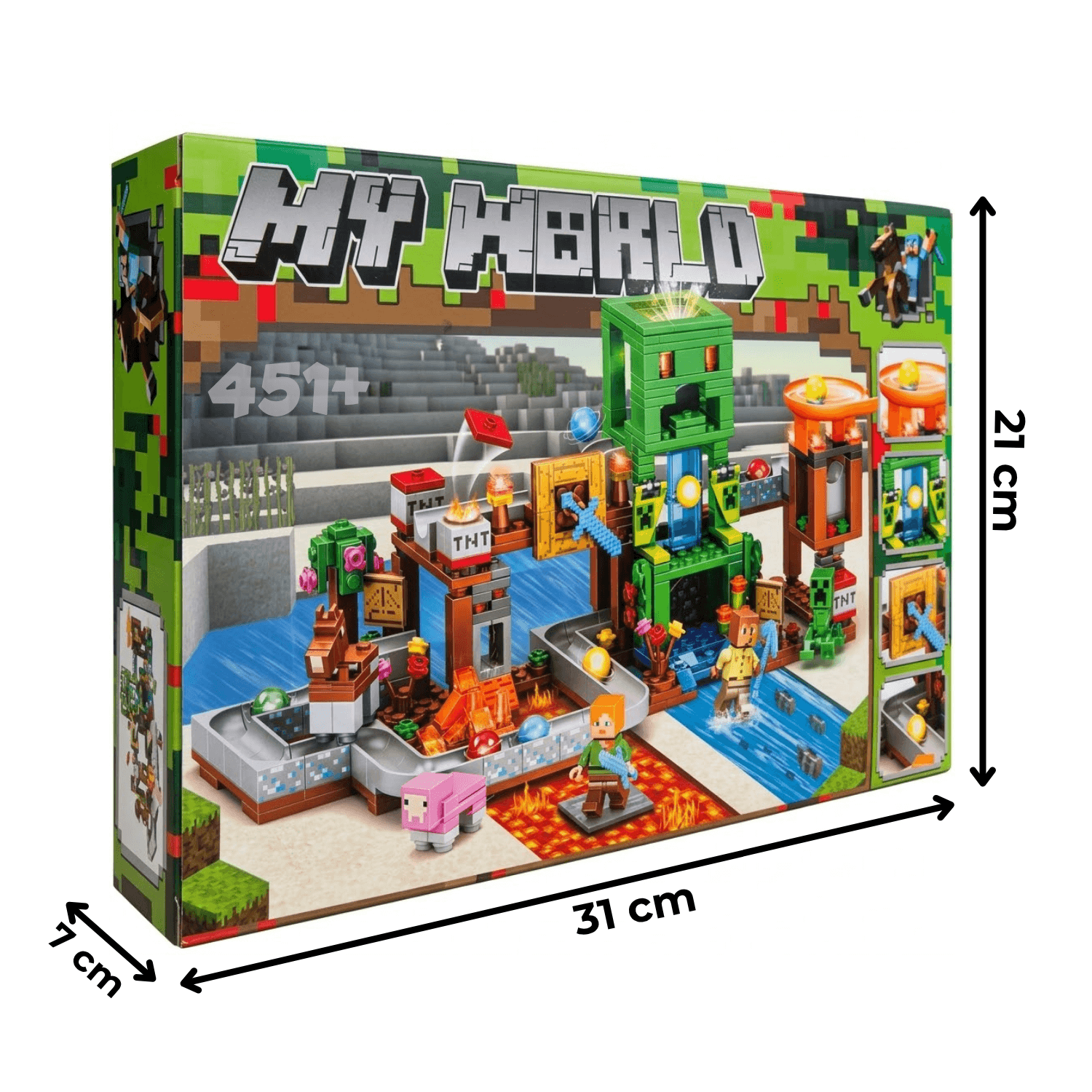 Minecraft Kockice - Set "Rudnik" (451 Element Sa Creeperom i Figuricama)
