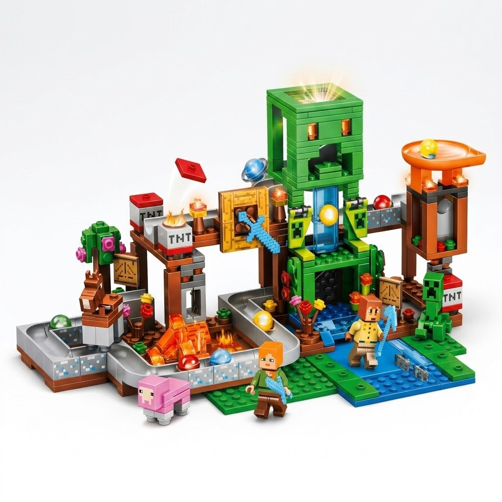 Minecraft Kockice - Set "Rudnik" (451 Element Sa Creeperom i Figuricama)