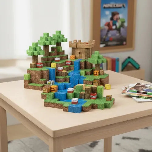 Minecraft Kofer - 96 Magnetnih Kockica + Poklon 2 Figurice