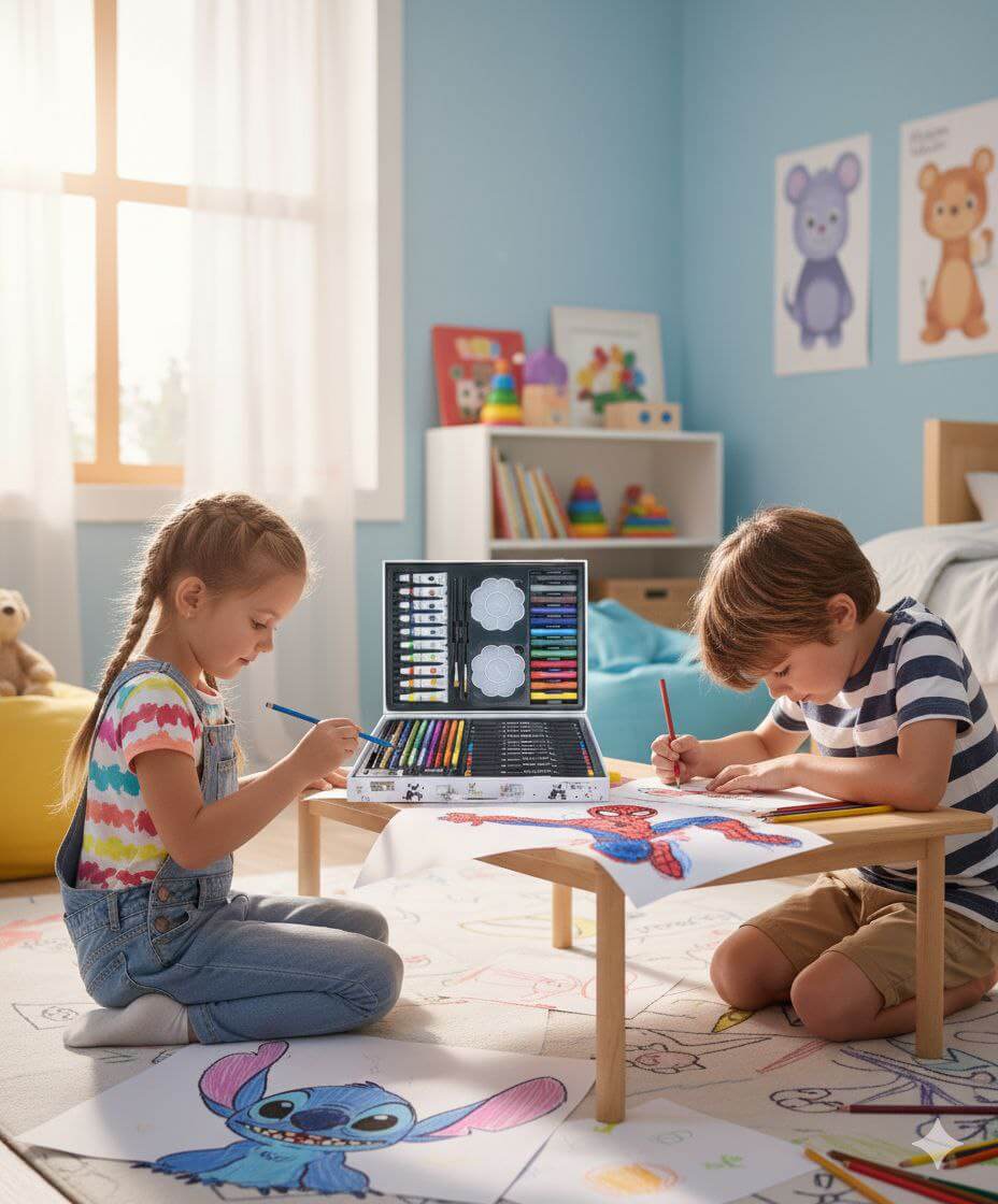 Kofer sa bojama i priborom za crtanje + Poklon bojanka 🎨